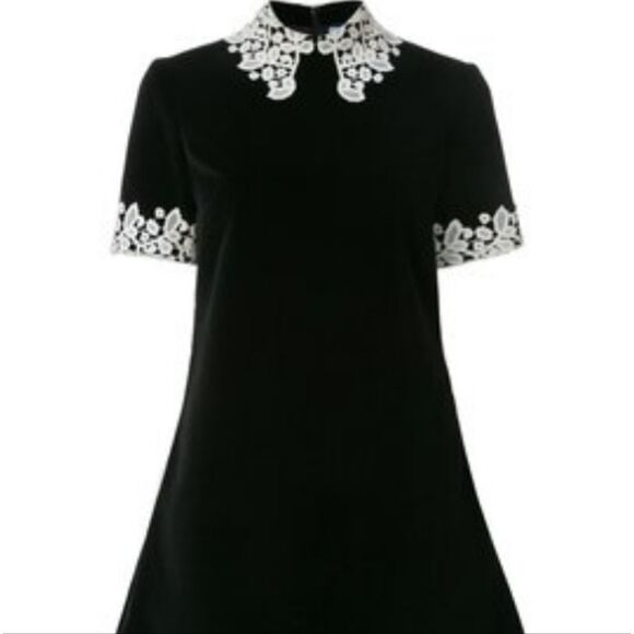 Macgraw OPIUM Velvet Silk Lined, Lace Sleeved Mini Dress - Picture 15 of 15